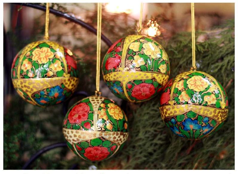 Hand Designed Holiday Joy Christmas Ornaments, Set of 4